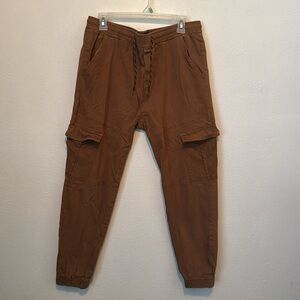 Mecca Brown Cargo Joggers with Elastic Waistband